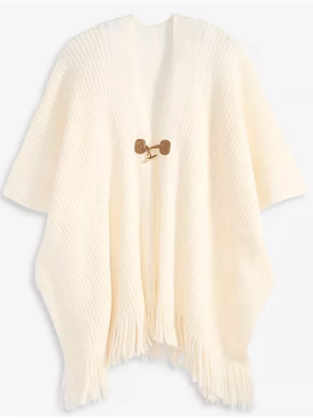 Style & Co Solid Ribbed Toggle Topper Cream One Size